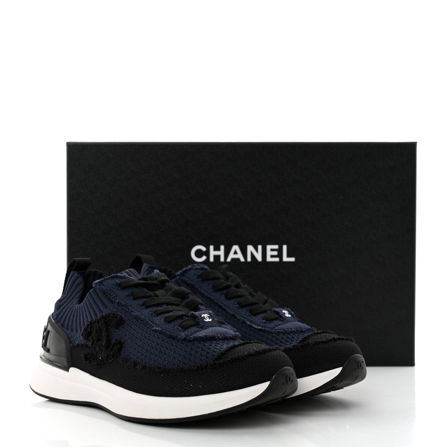 Fabric Logo Sneakers 35.5 Navy Black