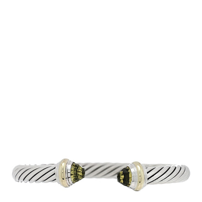 David Yurman Sterling Silver 14K Yellow Gold Lemon Citrine 5mm Cable Classics Bracelet 1 of 3