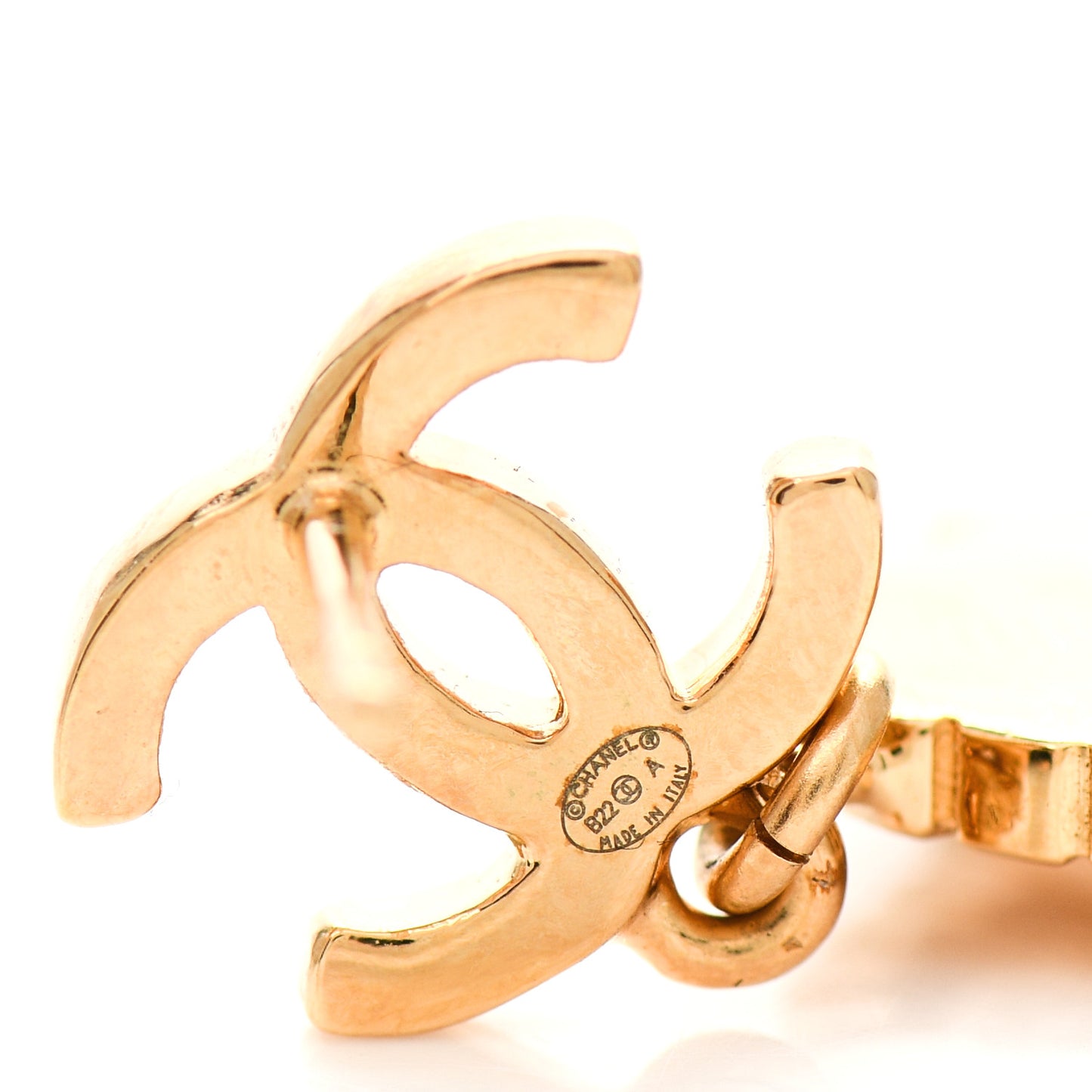 Metal CC Rue Cambon Drop Earrings Gold