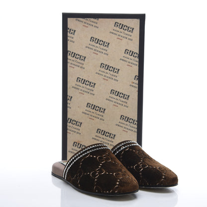 Gucci Velvet GG Monogram Crystal Womens Slippers 36.5 Brown Vintage Cocoa 8 of 8