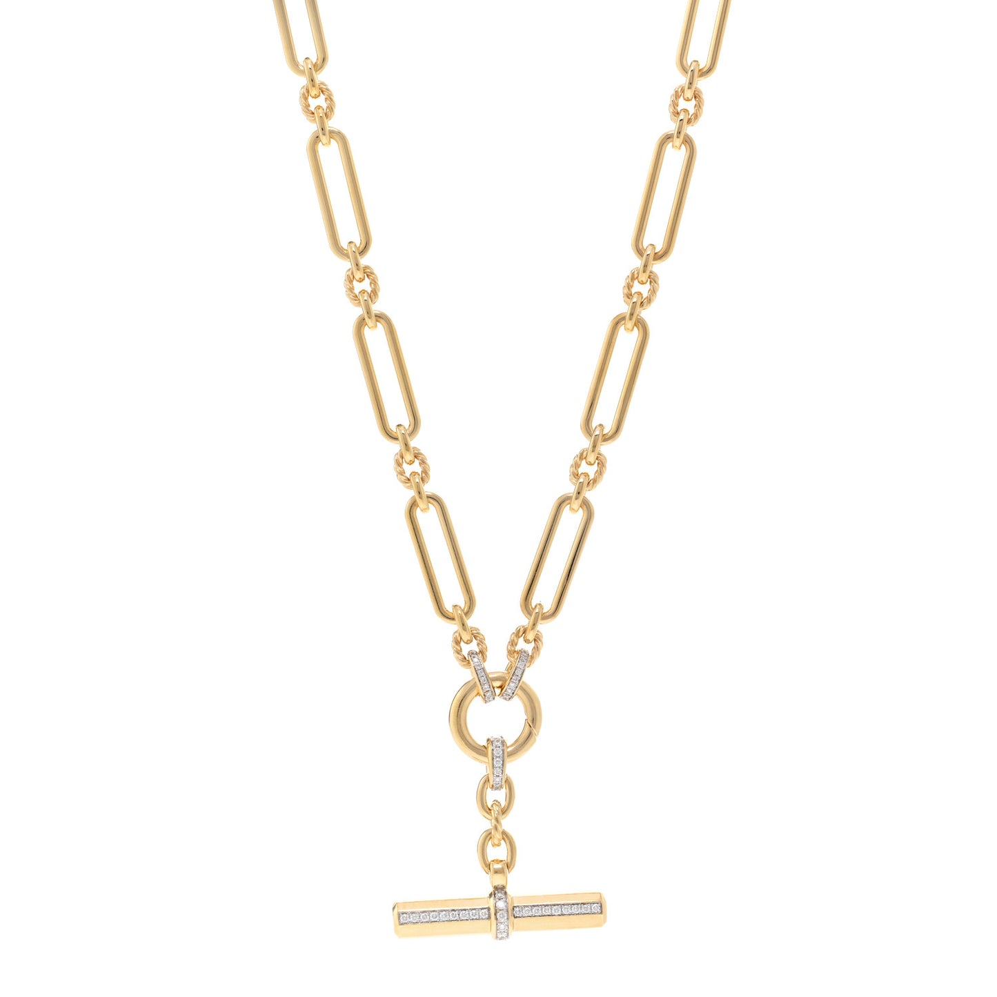 18K Yellow Gold Diamond 6.5mm Lexington Chain Toggle Necklace