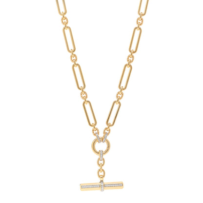 David Yurman 18K Yellow Gold Diamond 6.5mm Lexington Chain Toggle Necklace 1 of 5
