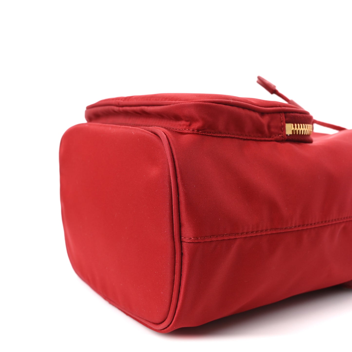 Nylon Vela Saffiano Mini Bucket Crossbody Bag Fuoco