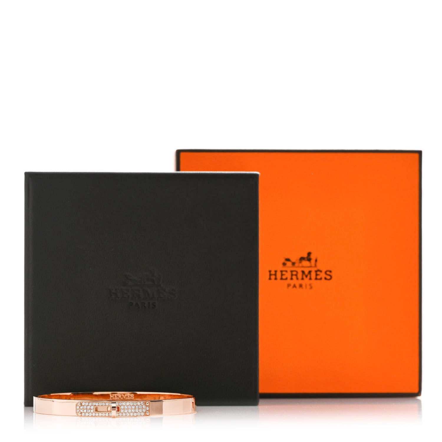 Hermes 18K Rose Gold Diamond PM Kelly Pave Bracelet SH 4 of 4