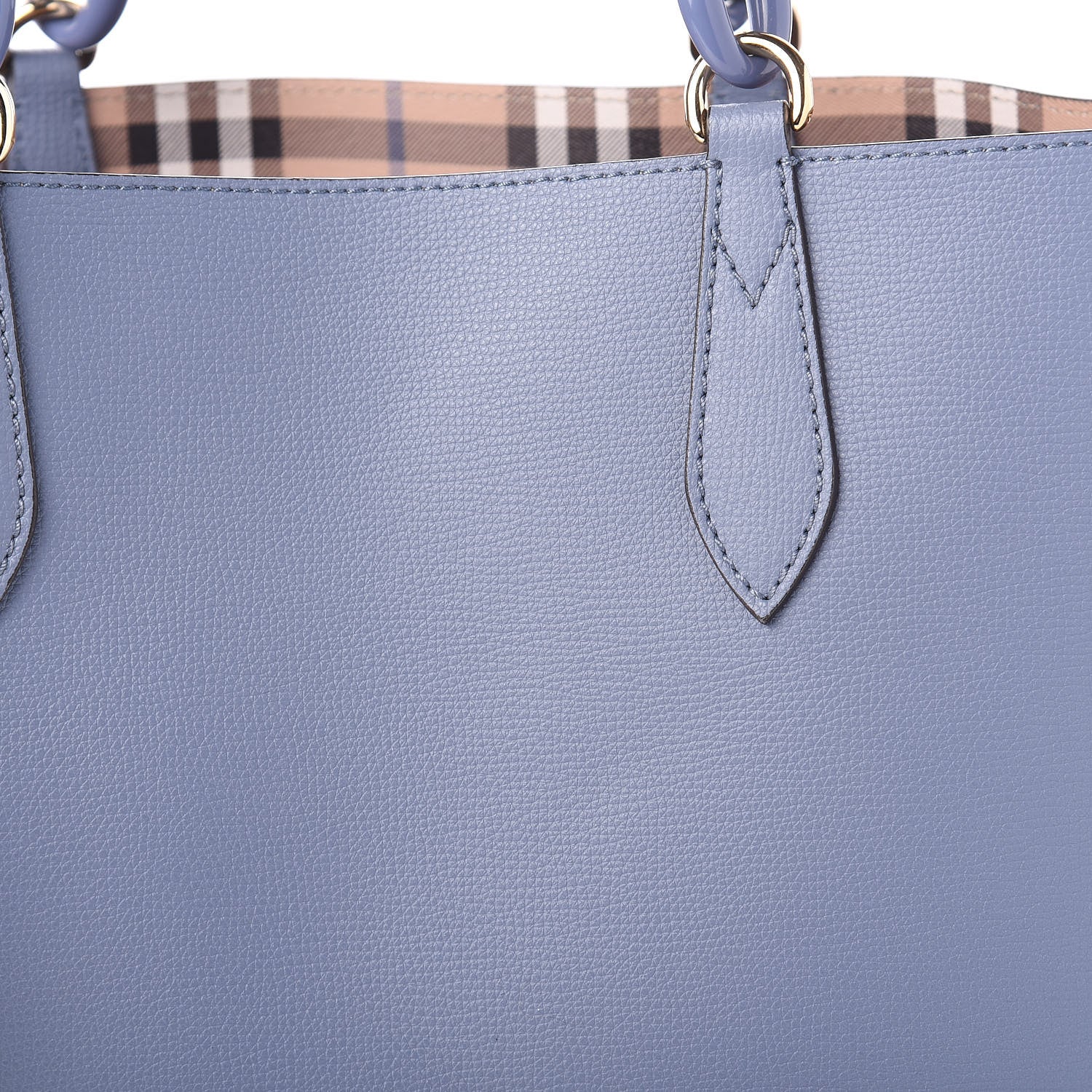Burberry Calfskin Haymarket Check Medium Reversible Tote Slate Blue 17 of 17