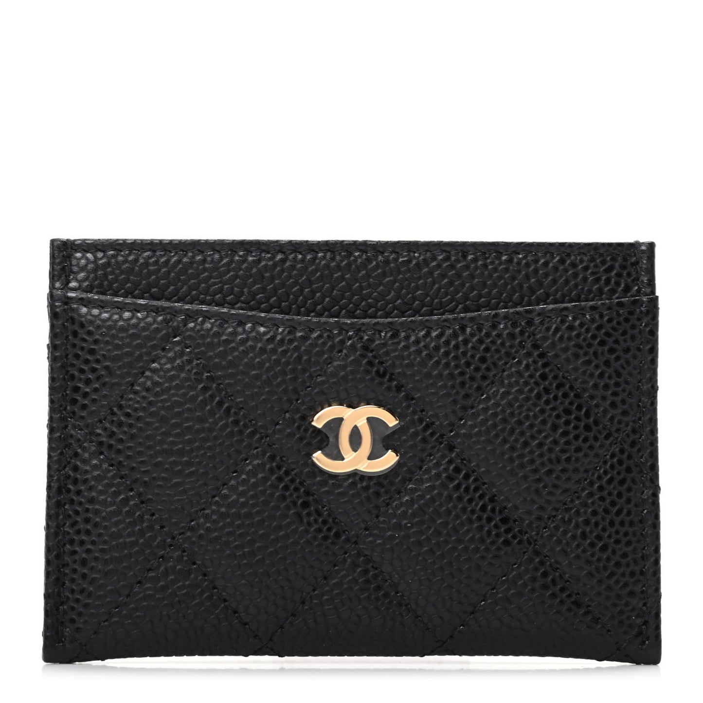 Caviar Quilted Card Holder Black