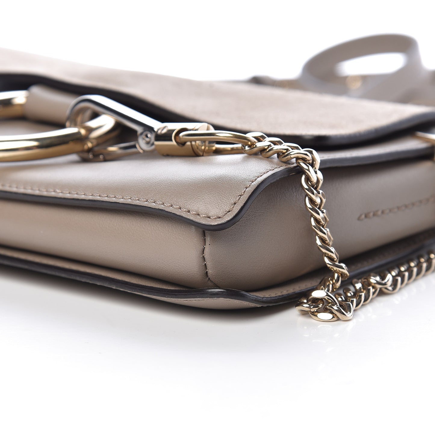 Suede Calfskin Small Faye Shoulder Bag Motty Grey