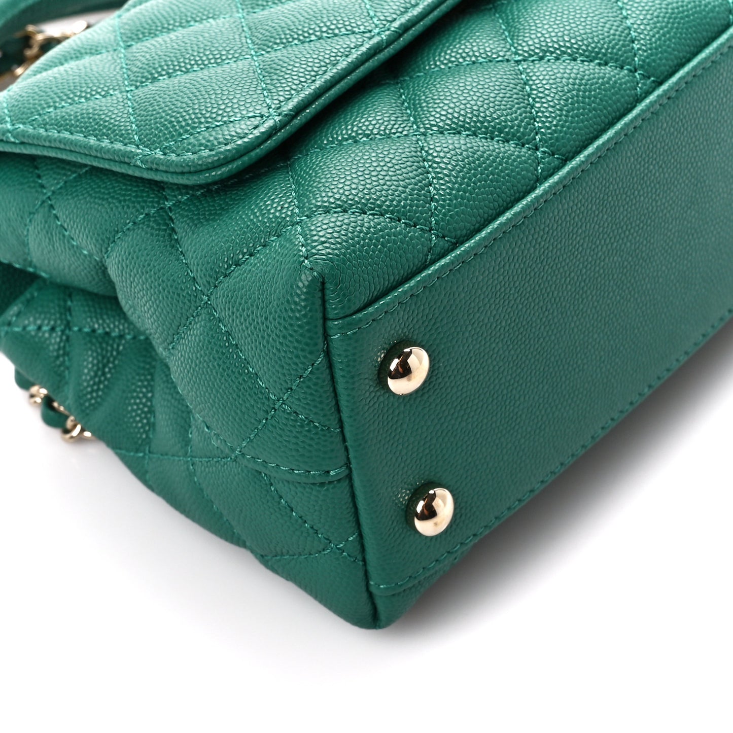 Caviar Quilted Extra Mini Coco Handle Flap Green