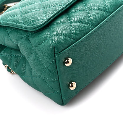 Chanel Caviar Quilted Extra Mini Coco Handle Flap Green 9 of 10