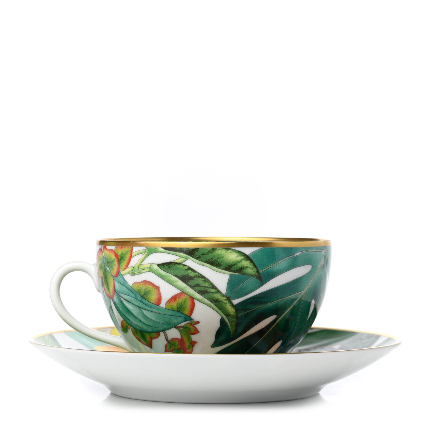 Hermes Porcelain Passifolia Tea Cup And Saucer 1 of 9