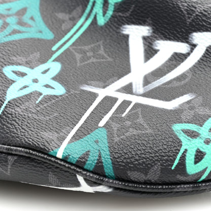 Louis Vuitton Monogram Eclipse LV Graffiti Discovery Bumbag Green Lights 9 of 9