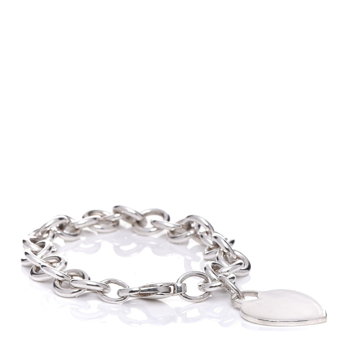 Sterling Silver Heart Tag Charm Bracelet