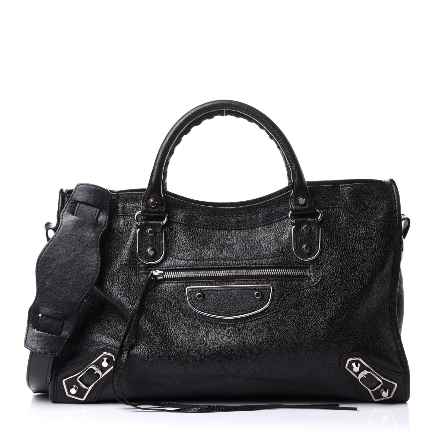 Chevre Silver Metallic Edge Hardware City Black