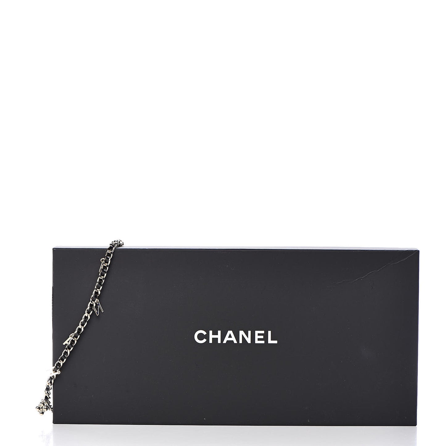 Glazed Calfskin Crystal Charm Necklace Black Gold