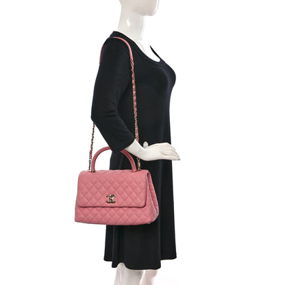 Chanel Caviar Quilted Small Coco Handle Flap Pink 2 of 19