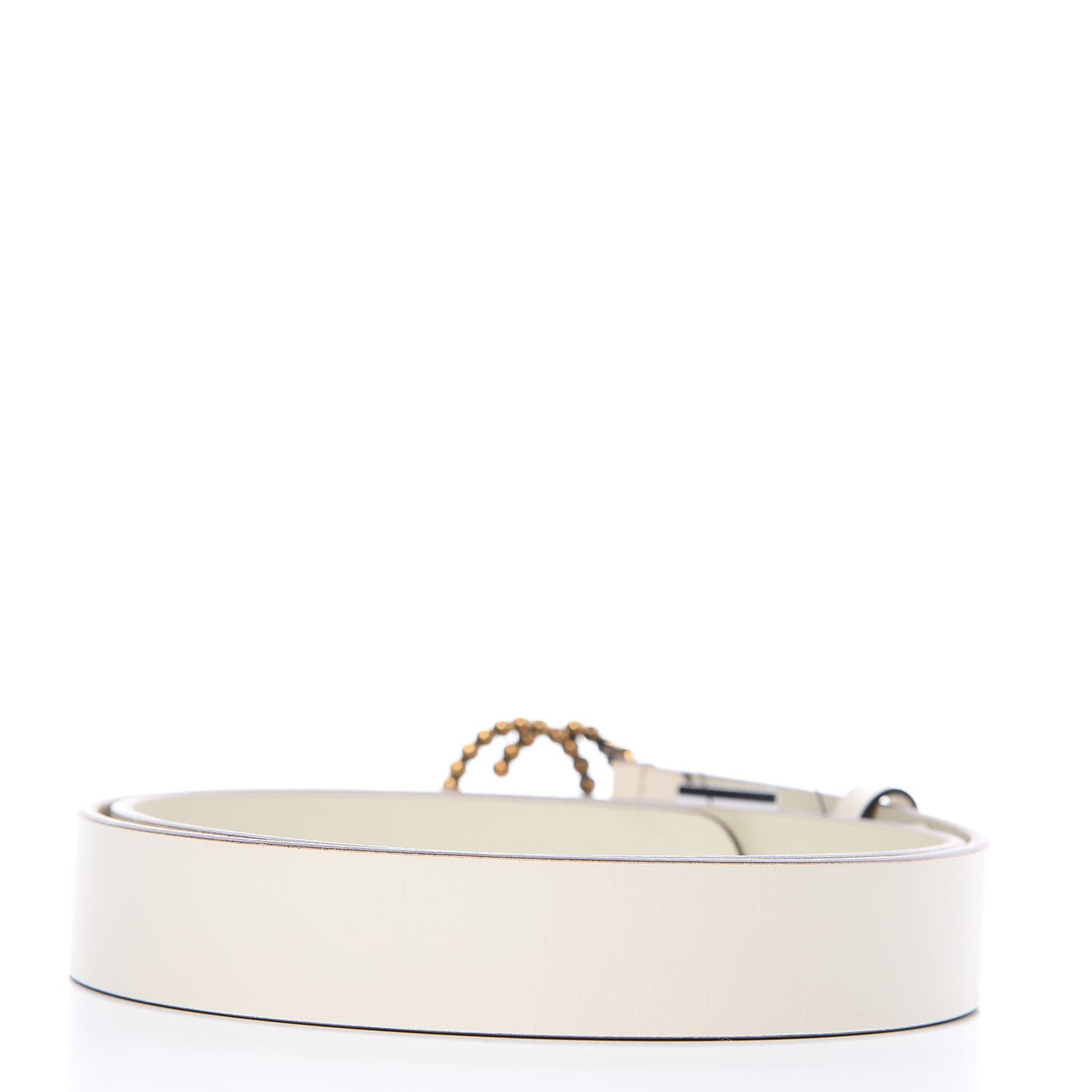 Margaux Calfskin Studded Interlocking G 30mm Belt 95 38 Mystic White