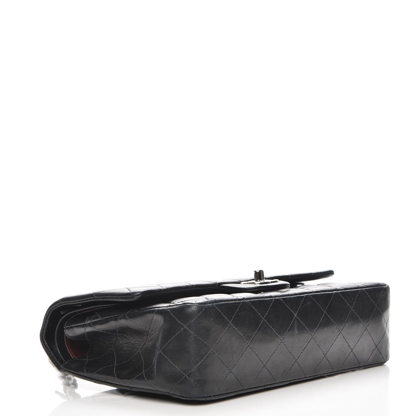 Lambskin Quilted Medium Double Flap Black