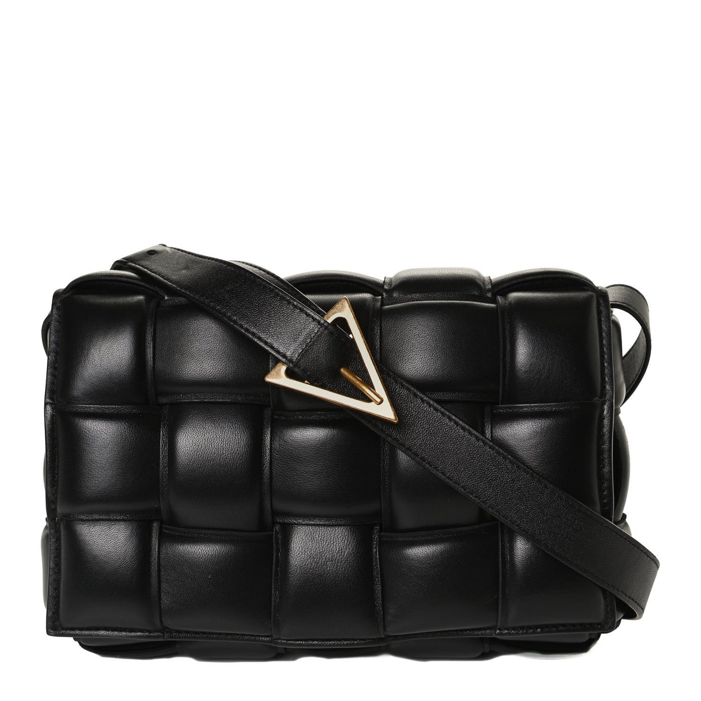 Nappa Maxi Intreccio Padded Cassette Crossbody Bag Black