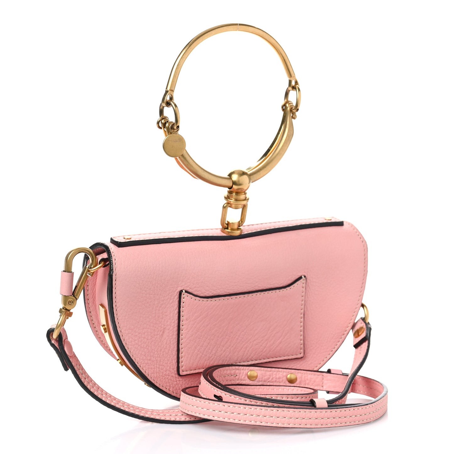 Calfskin Small Nile Bracelet Minaudiere Bag Washed Pink