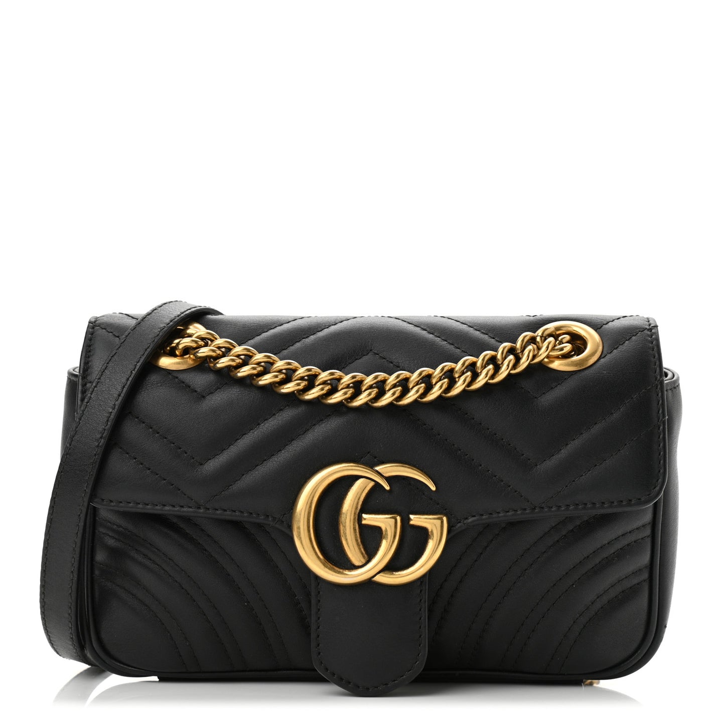 Calfskin Matelasse Mini GG Marmont Shoulder Bag Black