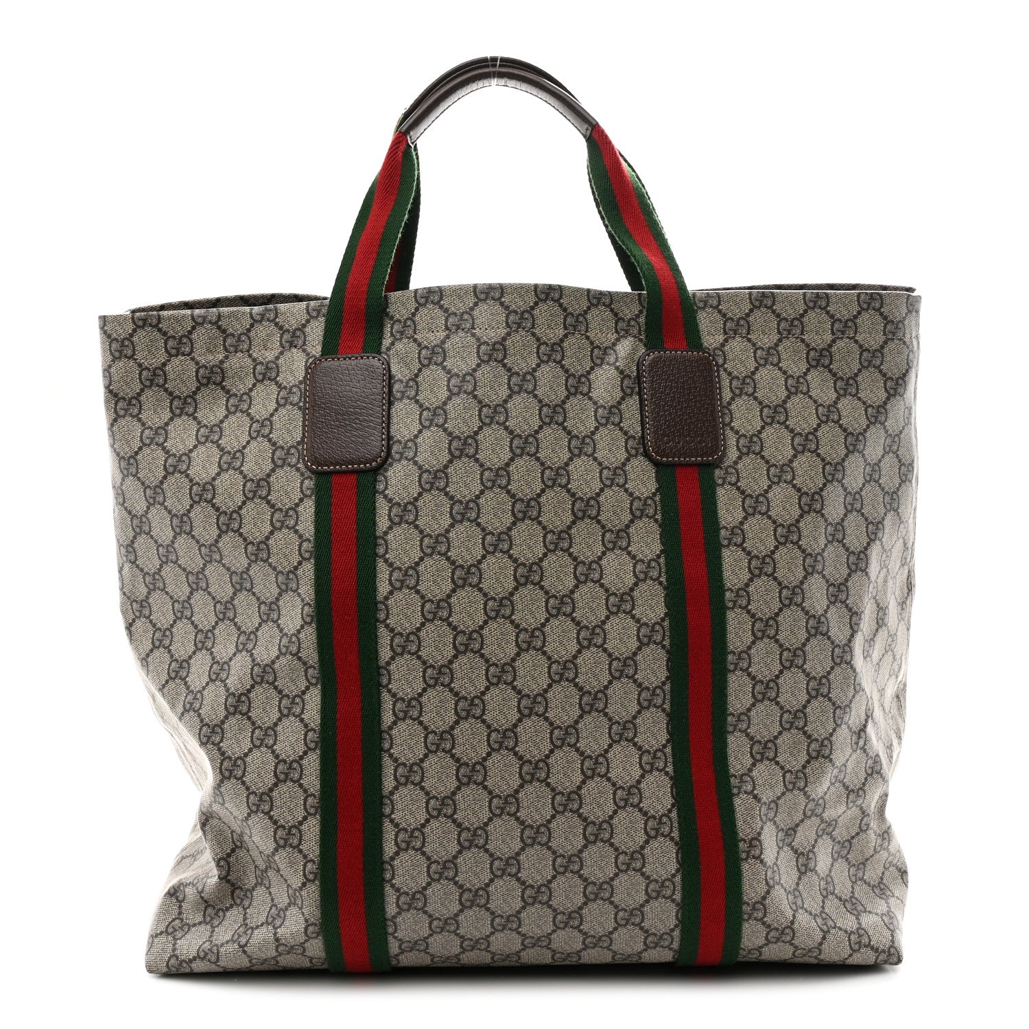 Gucci Tender GG Supreme Monogram Textured Dollar Calfskin Web Tote Beige Ebony New Acero 1 of 9