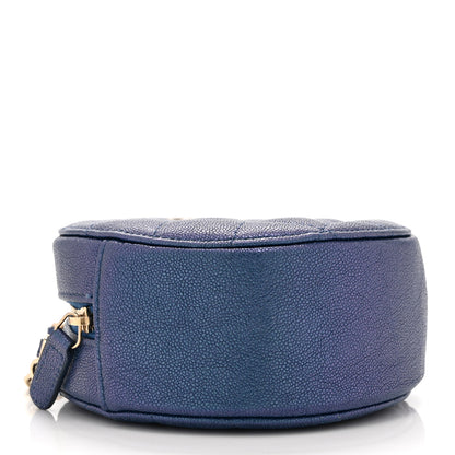 Chanel Iridescent Caviar Quilted Round Clutch With Chain Blue 4 of 10