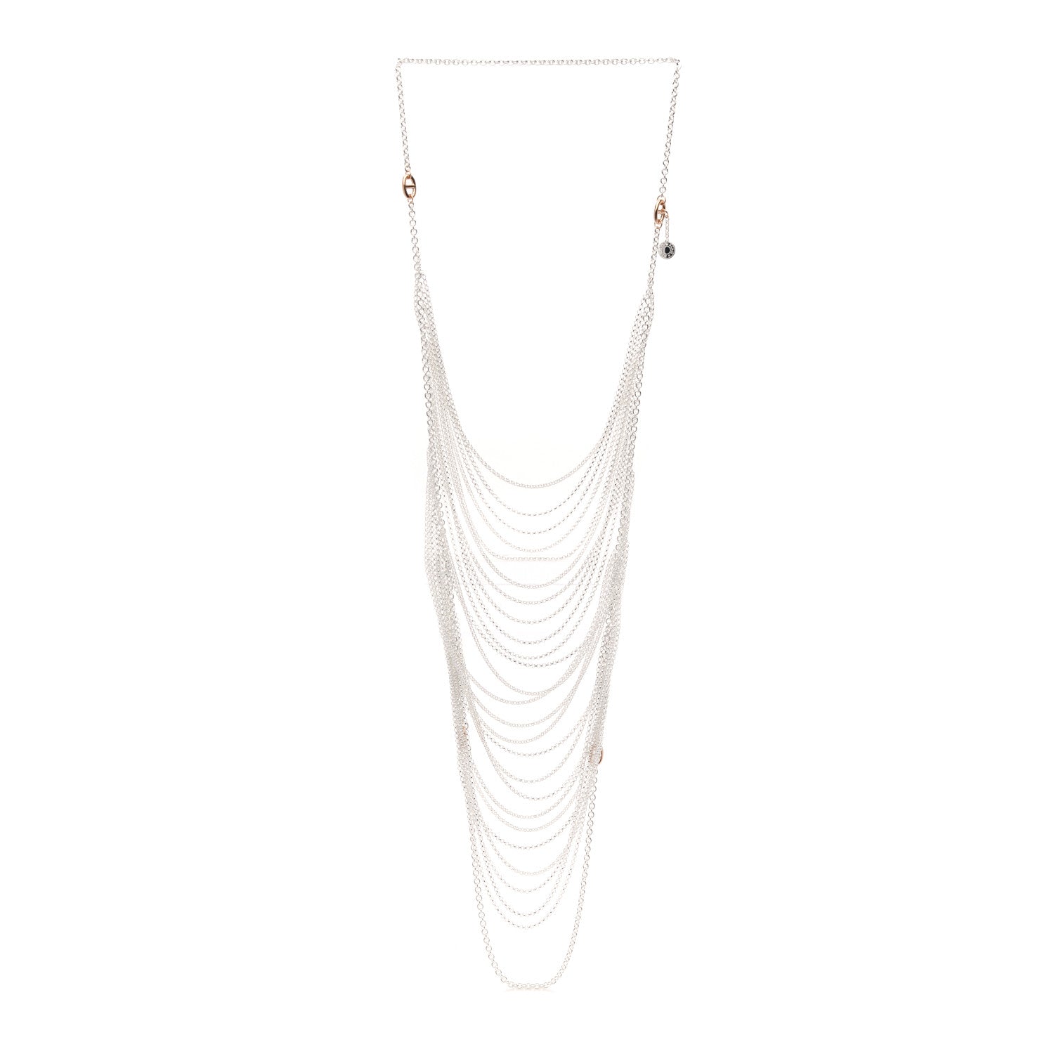 Hermes Sterling Silver 18K Rose Gold New Farandole Necklace 3 of 3