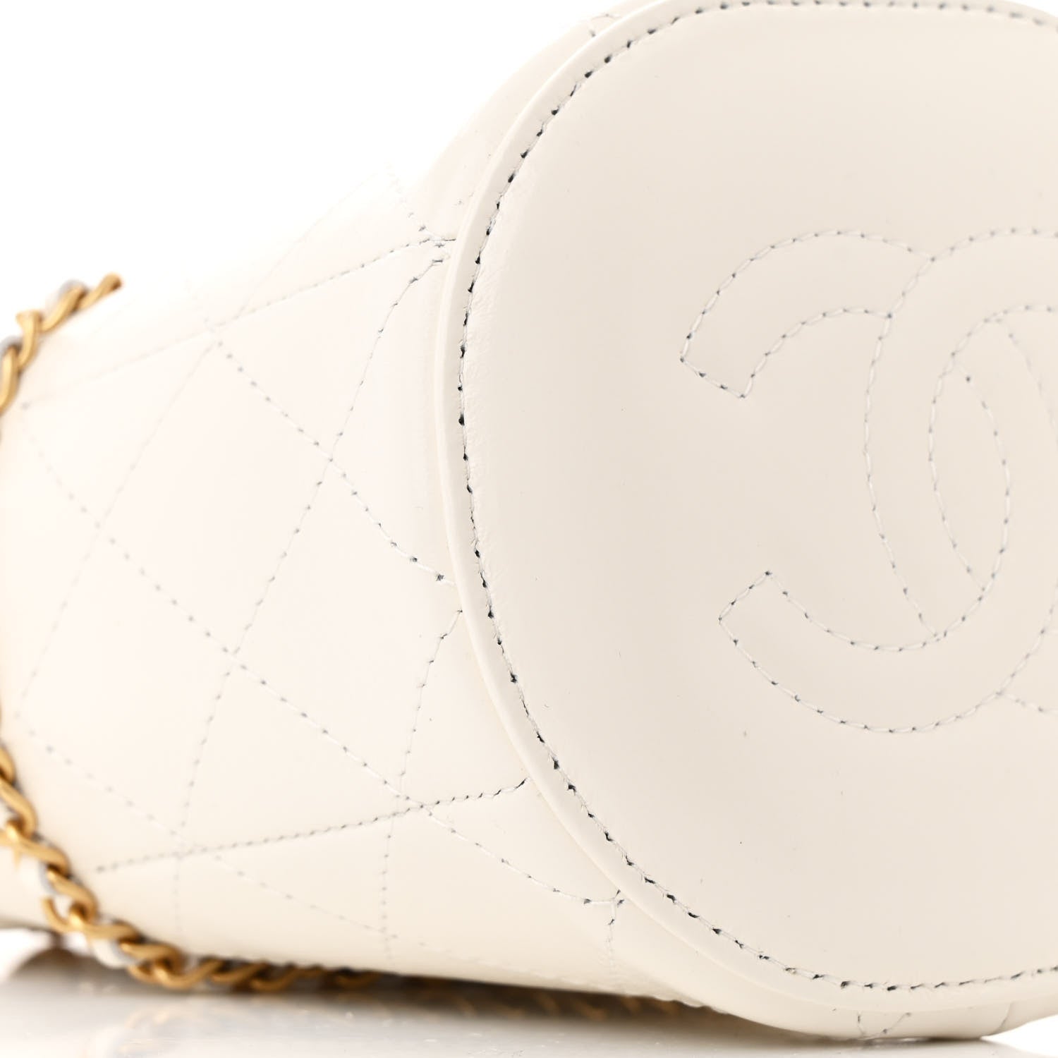 Chanel Shiny Lambskin Quilted Nauticoco Bucket Bag White 9 of 10