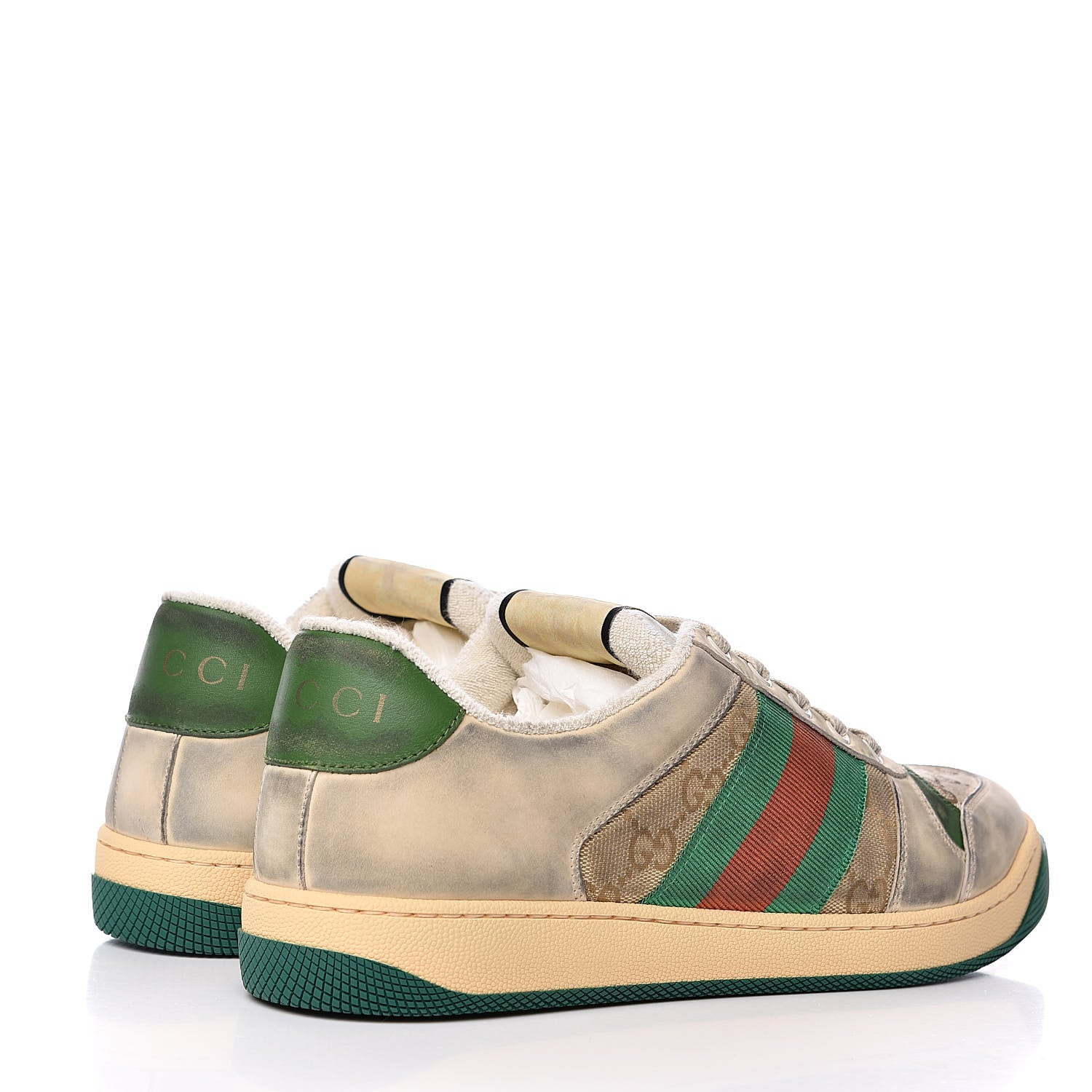 Gucci GG Monogram Nubuck Web Mens Screener Sneakers 7.5 New Sand Dusty Milk Vintage Green 4 of 10