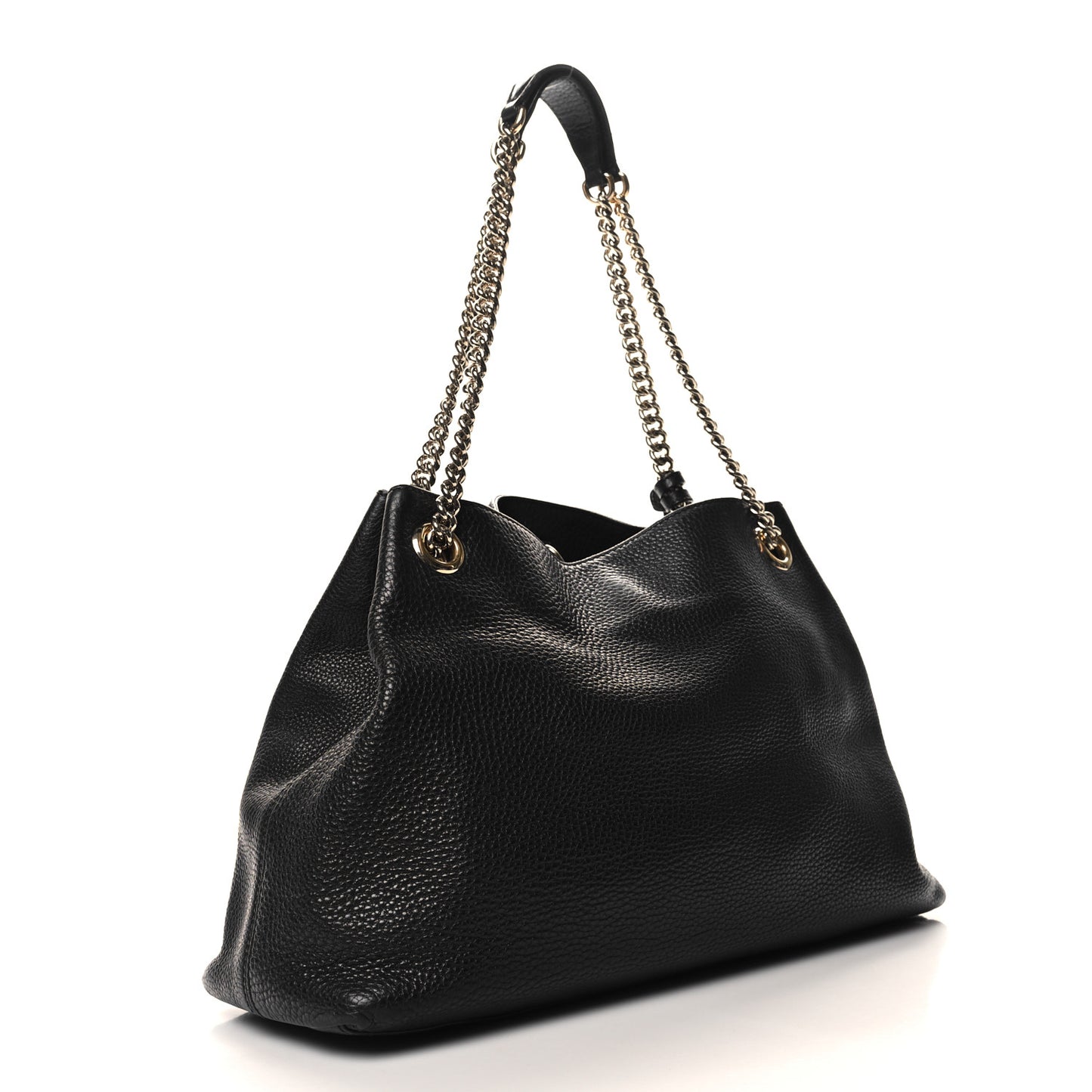 Pebbled Calfskin Medium Soho Chain Shoulder Bag Black
