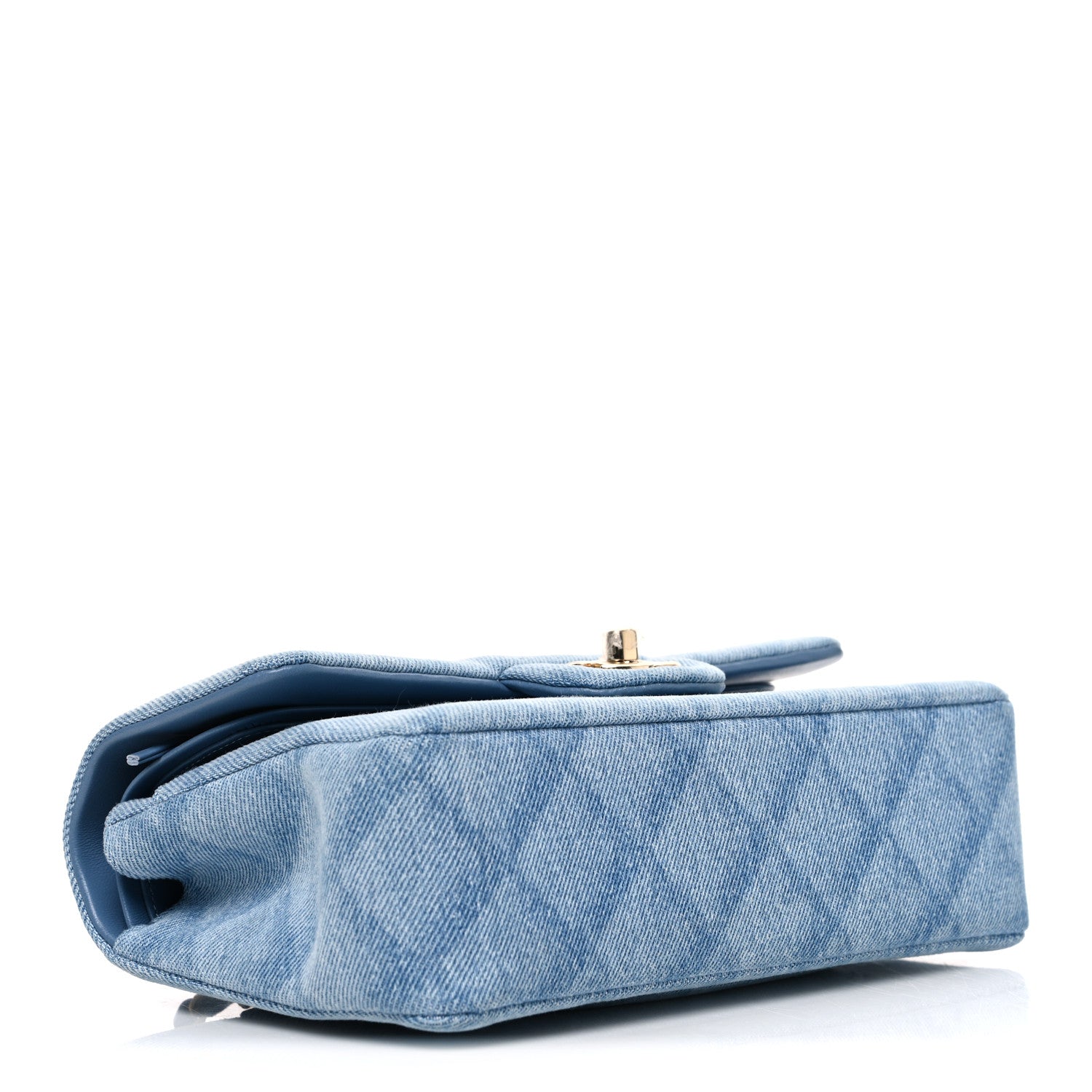 Chanel Printed Denim Quilted Small Double Flap Light Blue 3 of 10
