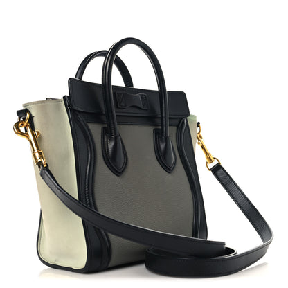 Celine Baby Grained Calfskin Nano Tri-Color Luggage Zinc Almond 3 of 12
