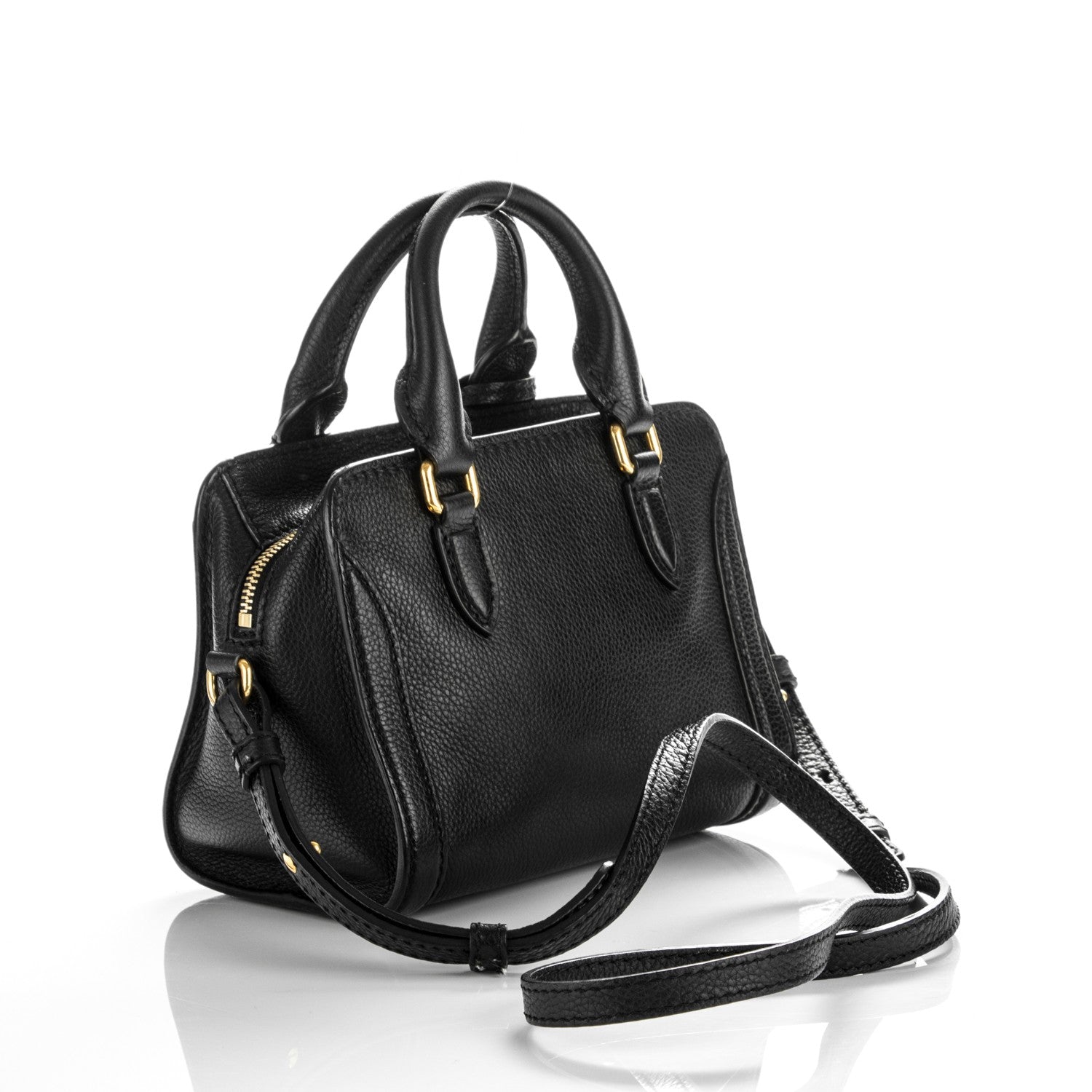 Alexander McQueen Pebbled Calfskin Mini Padlock Tote Black 3 of 8