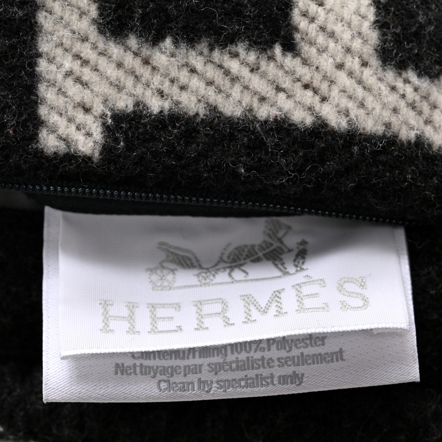 Hermes Wool Cashmere Avalon Pillow PM Ecru Gris Fonce 3 of 3