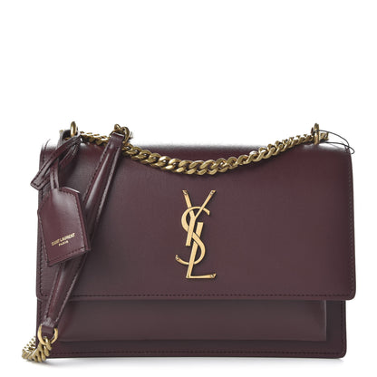 Saint Laurent Calfskin Medium Monogram Sunset Bordeaux 1 of 9