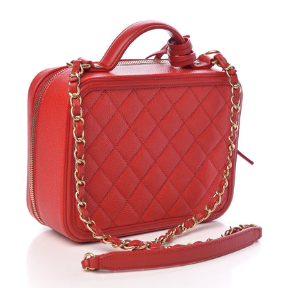Chanel Caviar Quilted Medium CC Filigree Vanity Case Red 3 of 13