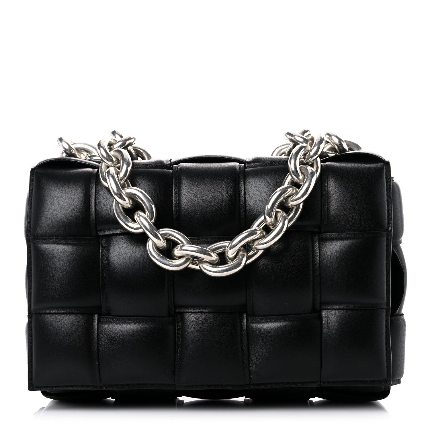 Bottega Veneta Lambskin Maxi Intreccio Padded Chain Cassette Crossbody Bag Black 1 of 8