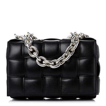 Bottega Veneta Lambskin Maxi Intreccio Padded Chain Cassette Crossbody Bag Black 1 of 8