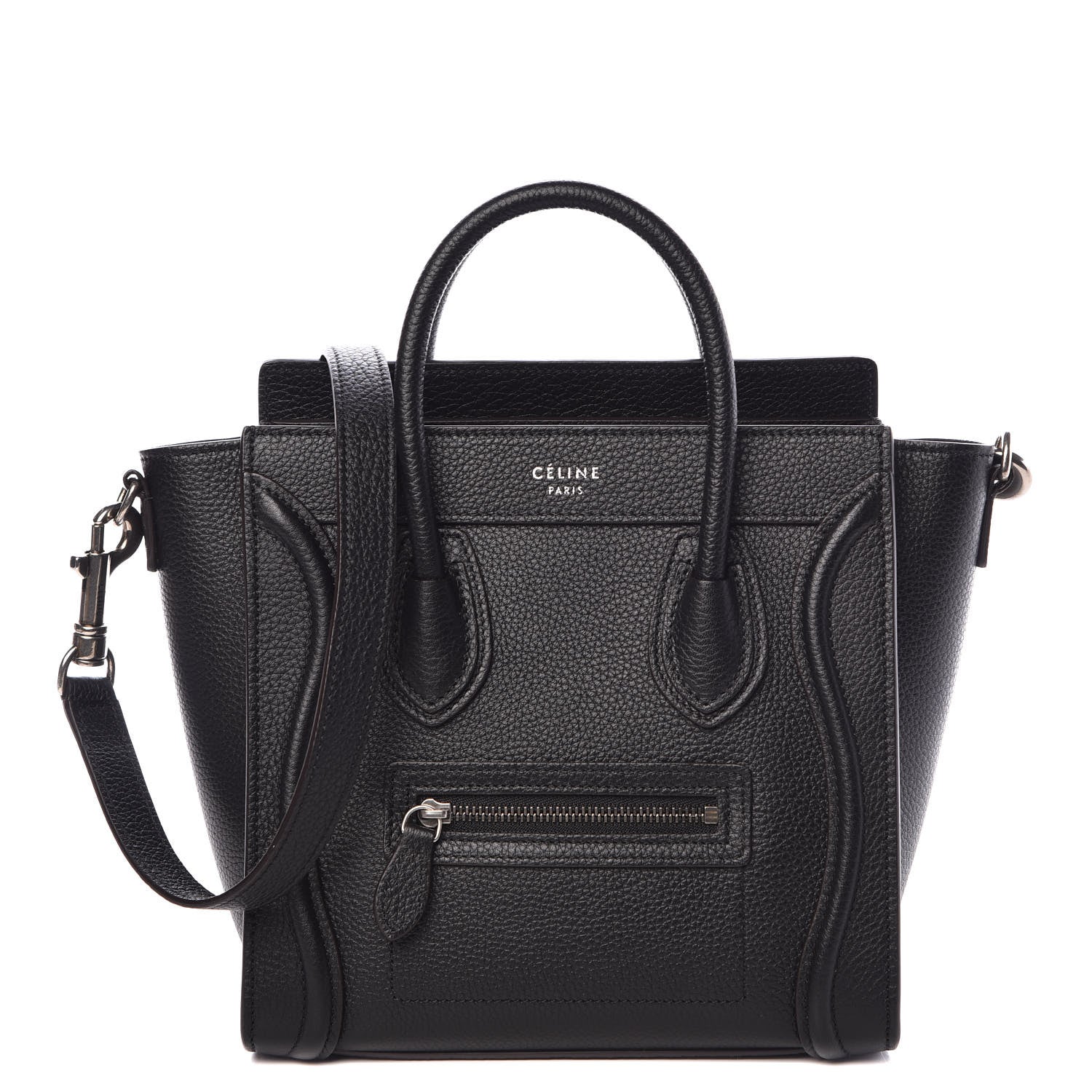 Celine Drummed Calfskin Nano Luggage Black 1 of 9