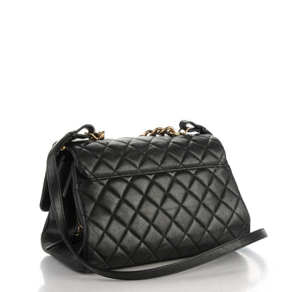 Chanel Shiny Sheepskin Quilted Large Trapezio Flap Black 3 of 11