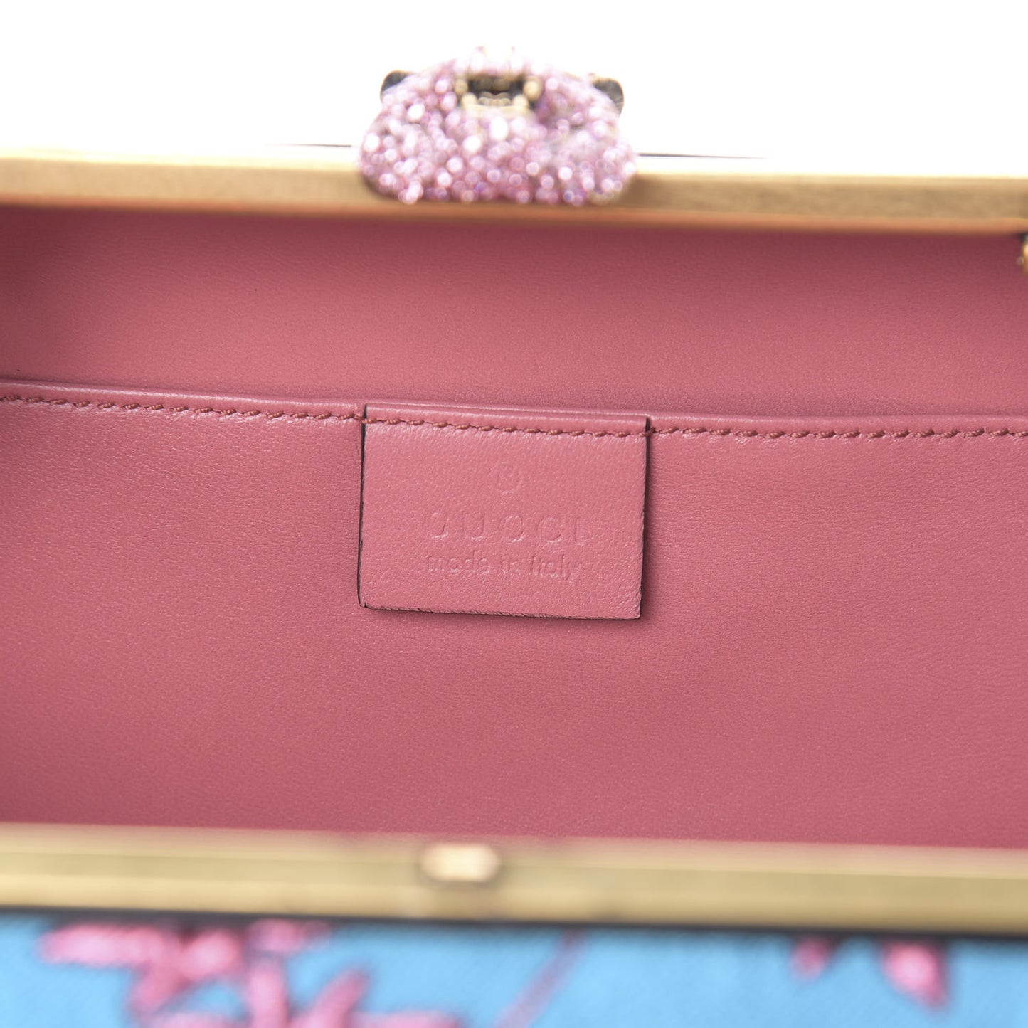 Brocade Floral Crystal Broadway Clutch Blue