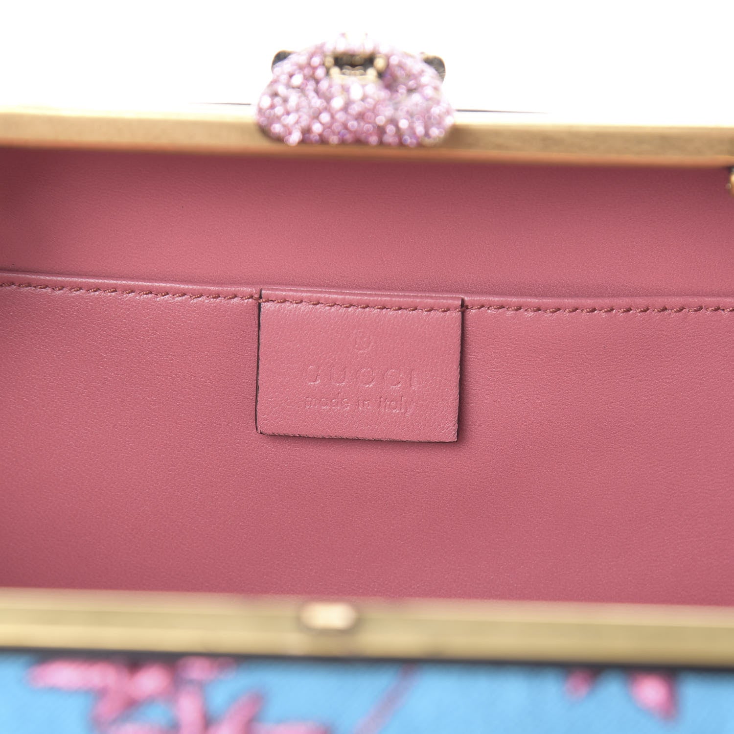 Gucci Brocade Floral Crystal Broadway Clutch Blue 6 of 11