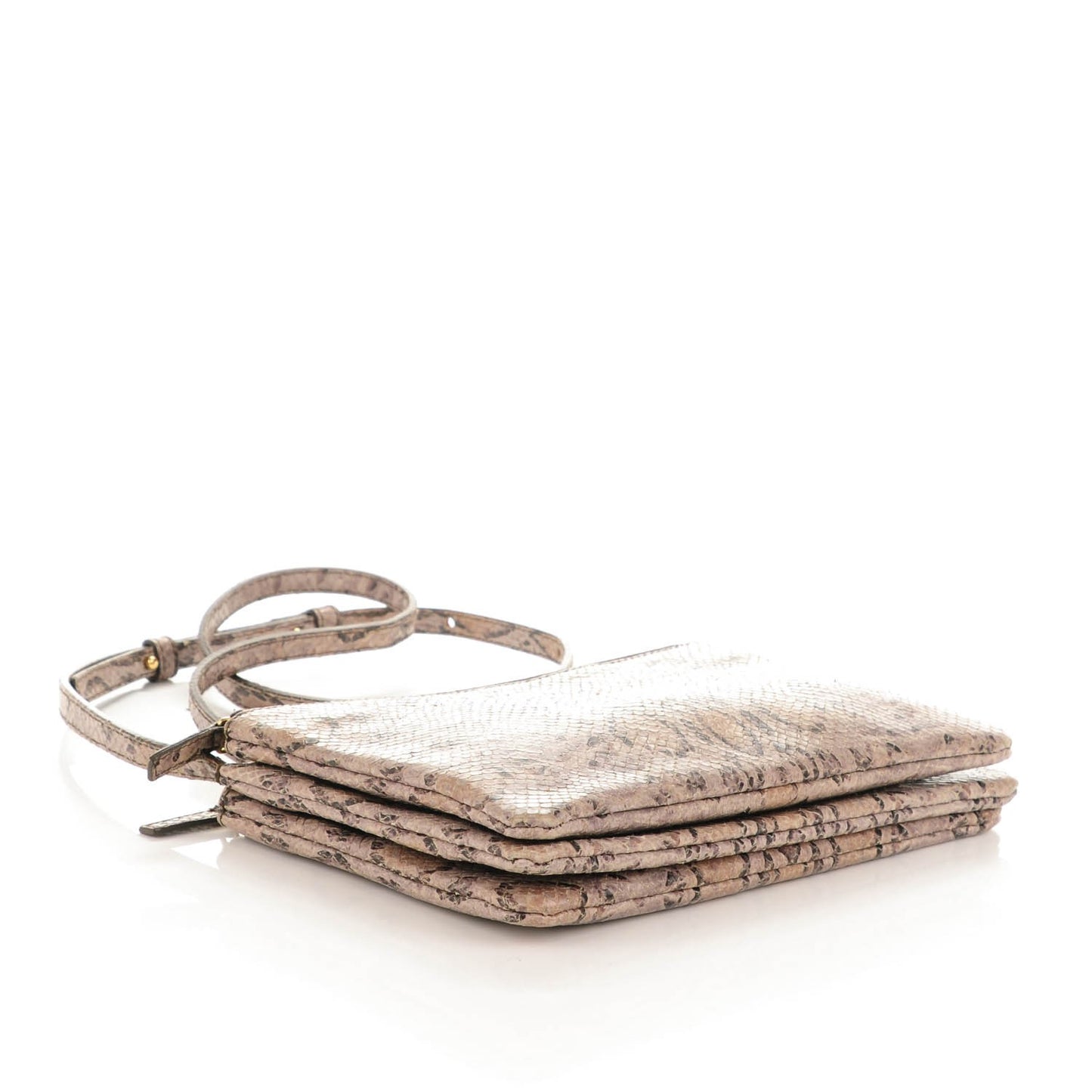 Emobssed Small Trio Crossbody Bag Grey