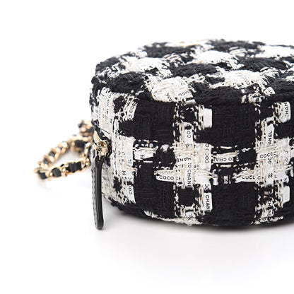 Chanel Tweed Round Clutch With Chain Black White 8 of 11