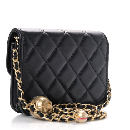 Chanel Lambskin Quilted Pearl Crush Clutch With Chain Black 2 of 4