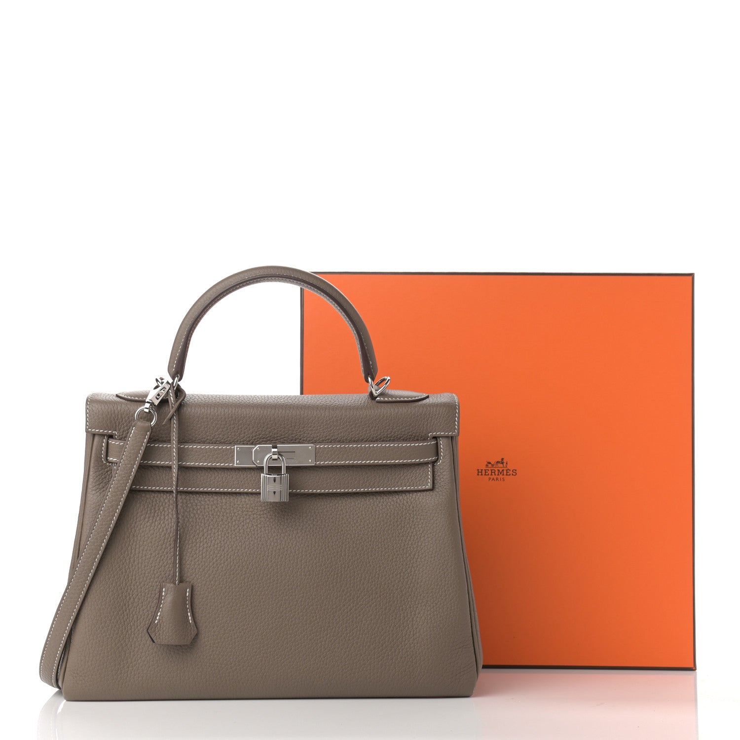 Hermes Togo Horseshoe Kelly Retourne 32 Etoupe Macassar 24 of 24