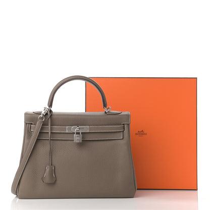Hermes Togo Horseshoe Kelly Retourne 32 Etoupe Macassar 24 of 24