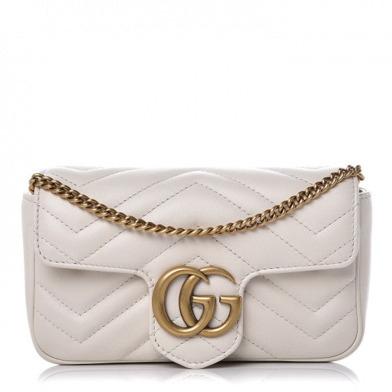 Gucci Calfskin Matelasse Super Mini GG Marmont Shoulder Bag White 1 of 6