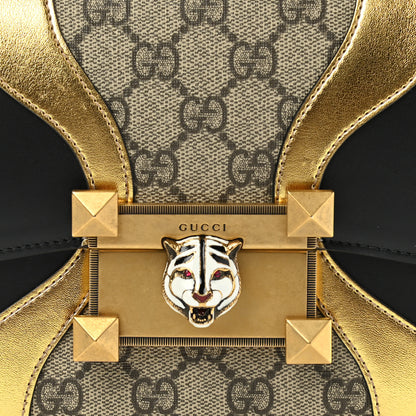 Gucci GG Supreme Monogram Small Osiride Shoulder Bag Black Gold 9 of 13