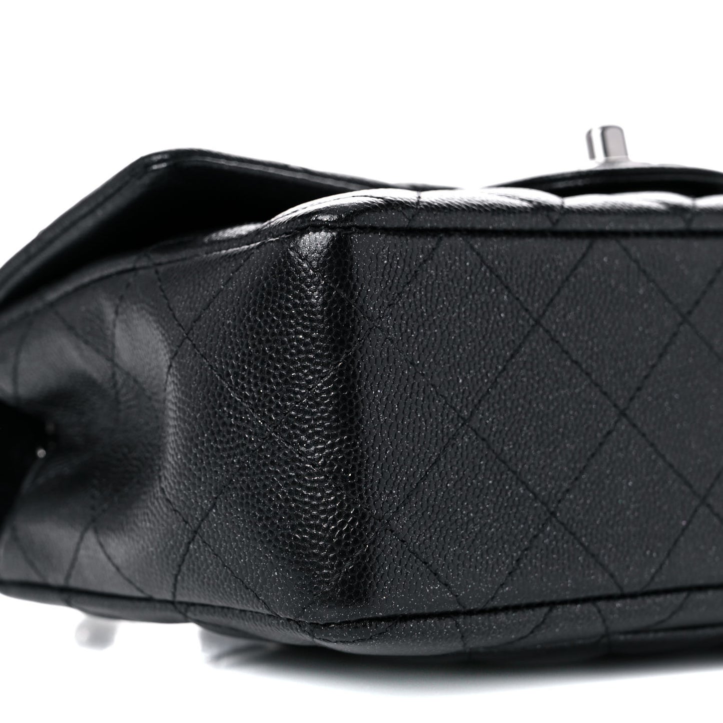 Iridescent Caviar Quilted Mini Rectangular Flap Black